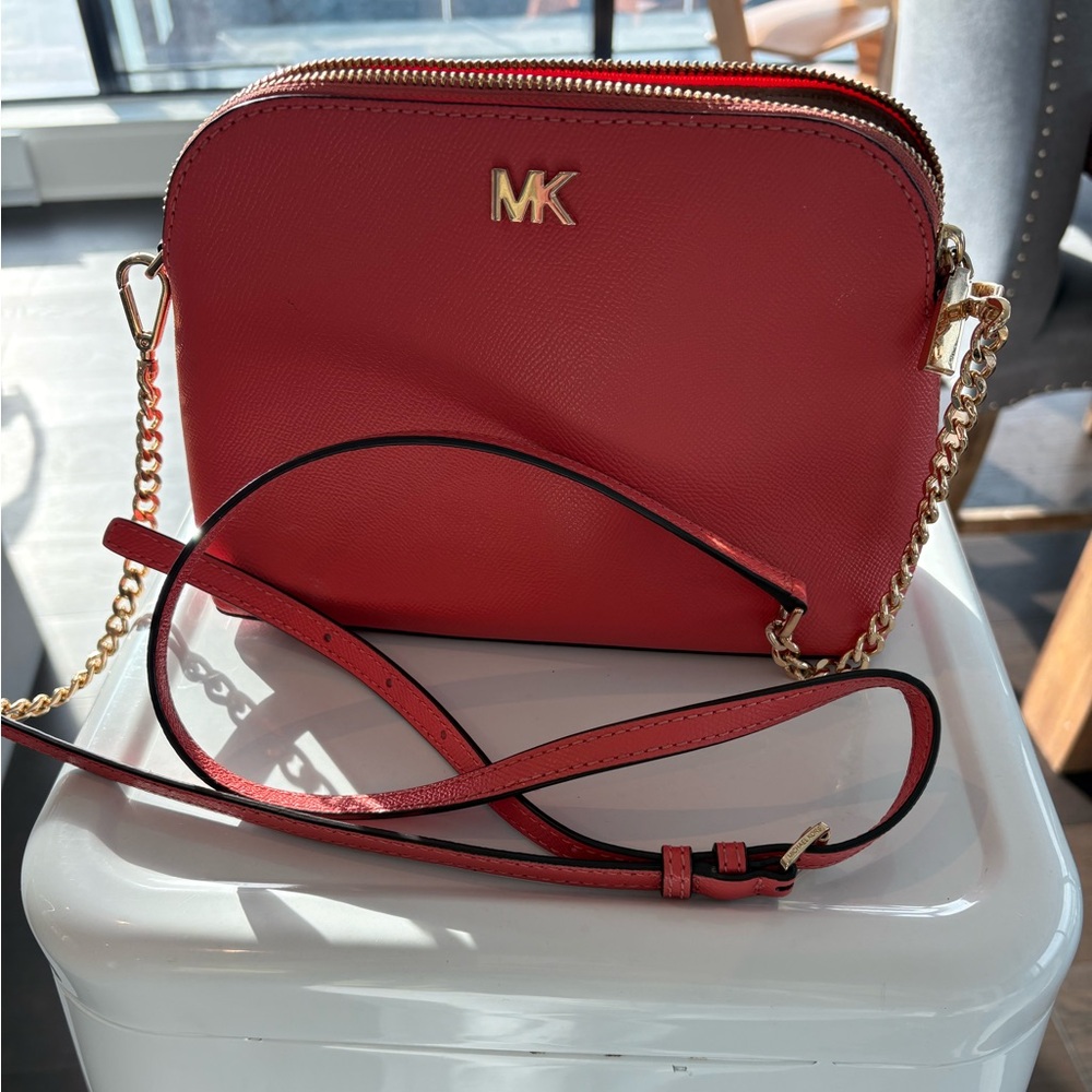 Michael Kors Red Crossbody Bag with Gold Hardware